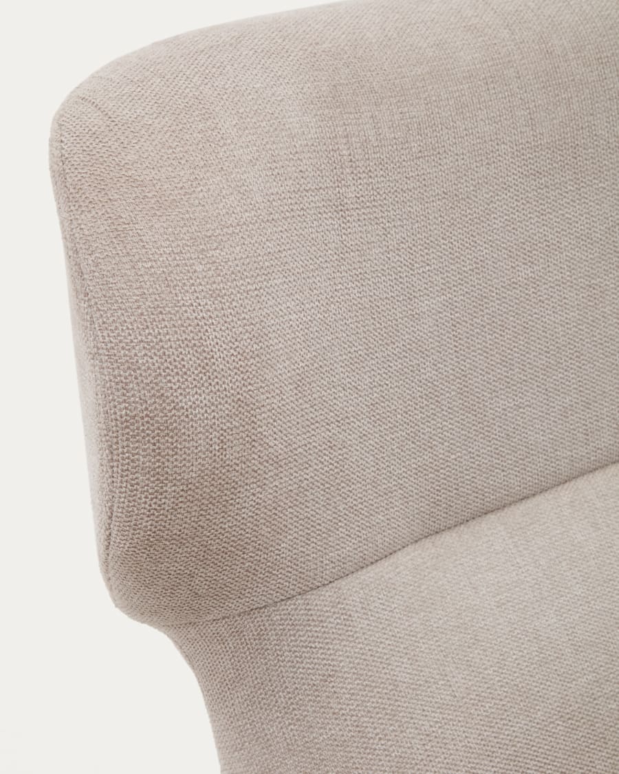 Belina chenille armchair in beige and steel with beige finish FSC 100%