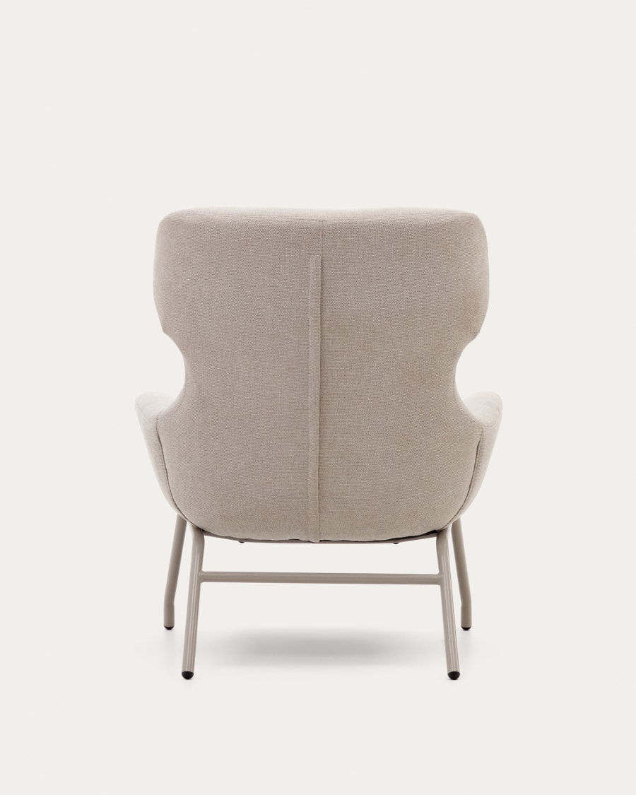Belina chenille armchair in beige and steel with beige finish FSC 100%
