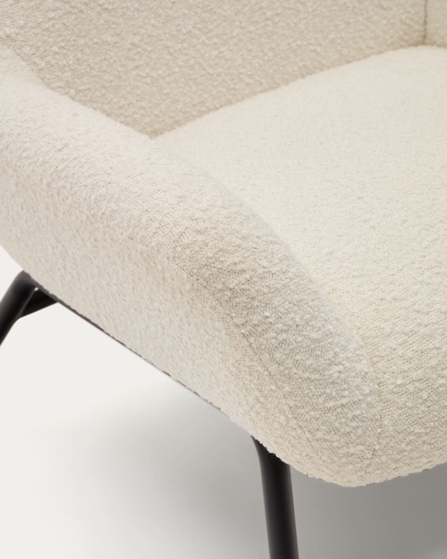 Belina armchair in white bouclé and steel with black finish FSC 100%