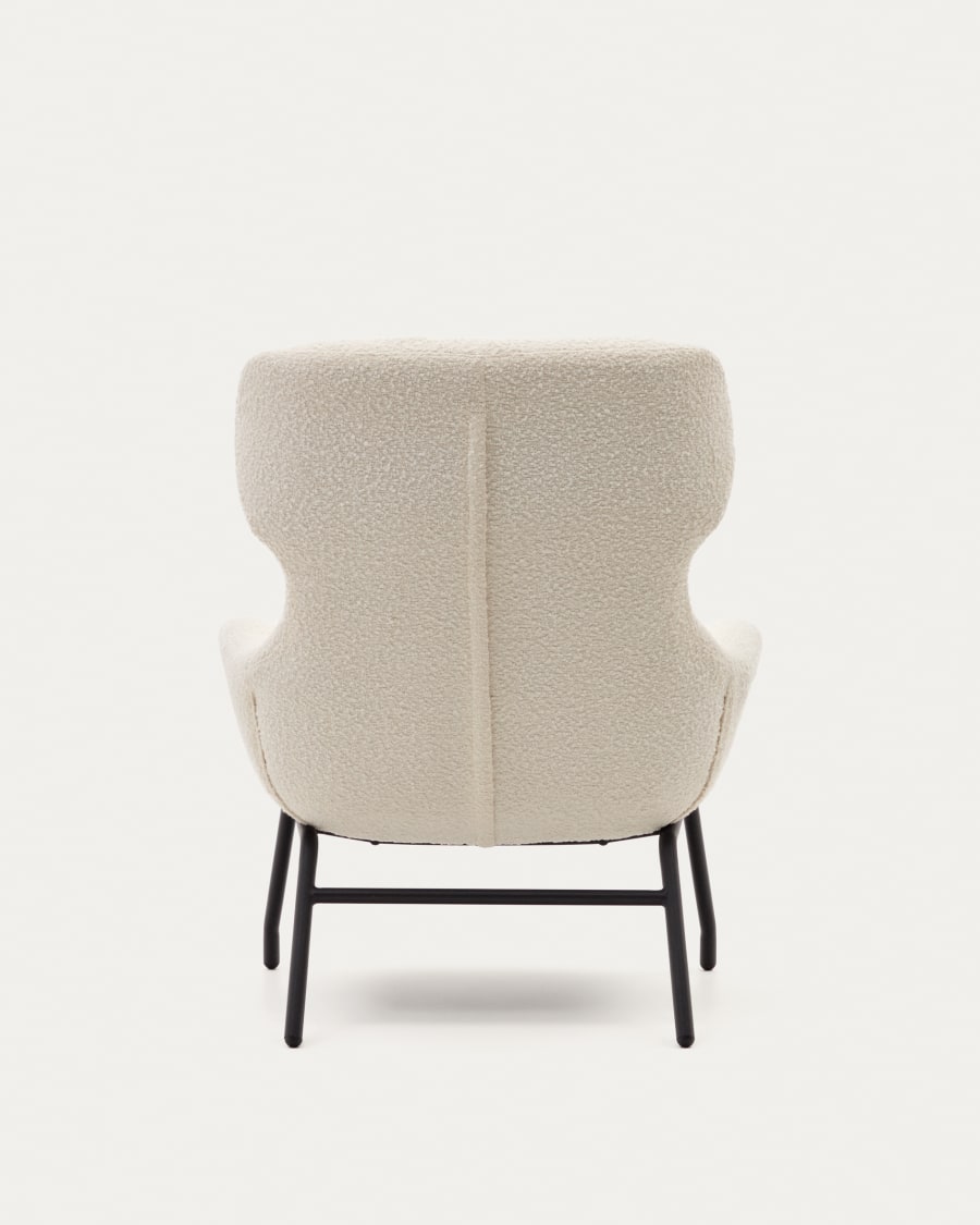 Belina armchair in white bouclé and steel with black finish FSC 100%
