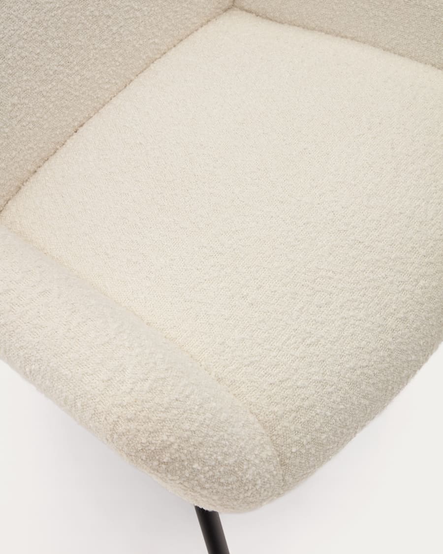 Belina armchair in white bouclé and steel with black finish FSC 100%