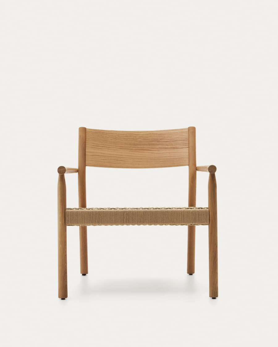 Yalia armchair in natural solid oak with  paper rope seat FSC 100%