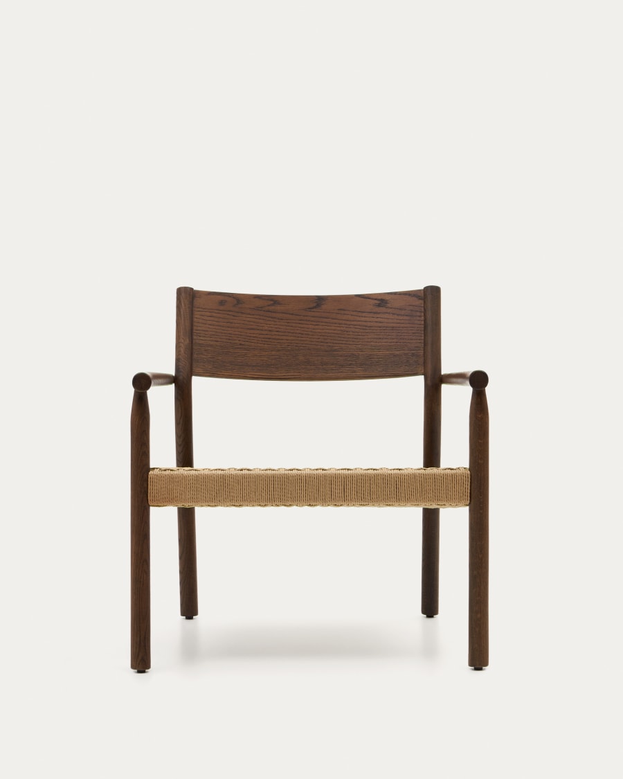 Yalia armchair in solid oak with a walnut finish and paper rope seat FSC 100%