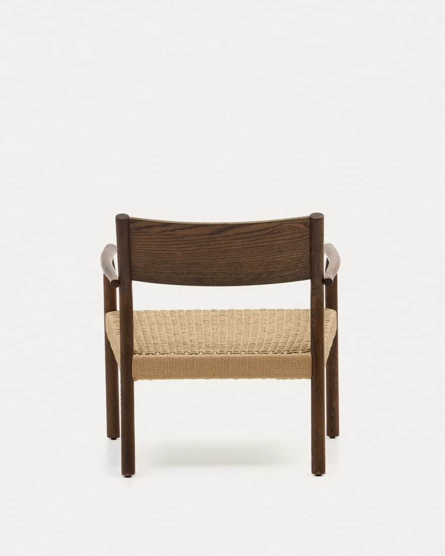 Yalia armchair in solid oak with a walnut finish and paper rope seat FSC 100%