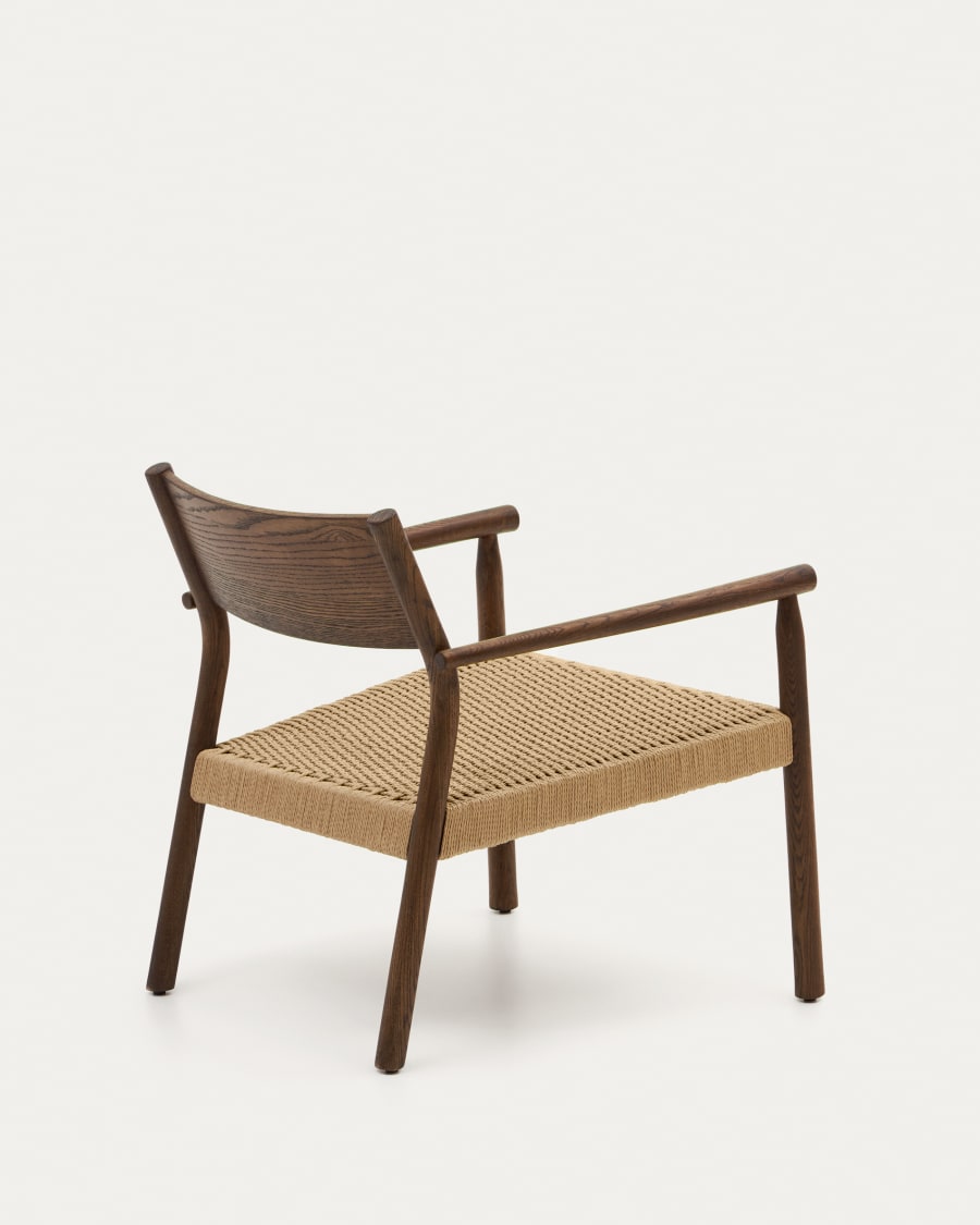 Yalia armchair in solid oak with a walnut finish and paper rope seat FSC 100%