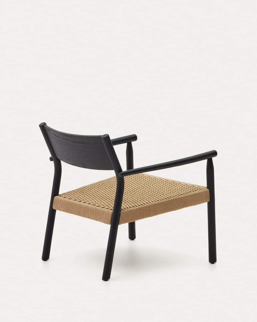 Yalia armchair in solid oak with a black finish and paper rope seat FSC 100%