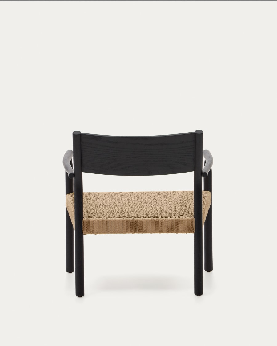 Yalia armchair in solid oak with a black finish and paper rope seat FSC 100%