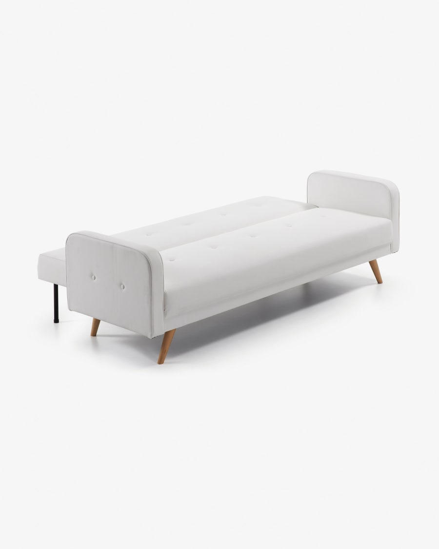 Divano letto Roger 3 posti in ecopelle bianco 210 cm