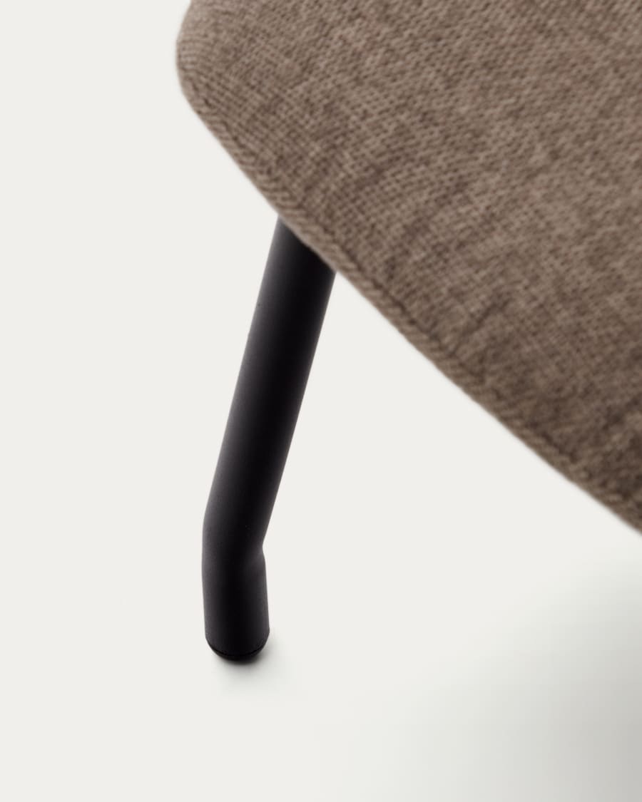 Belina footrest in light brown and steel with black finish FSC 100%