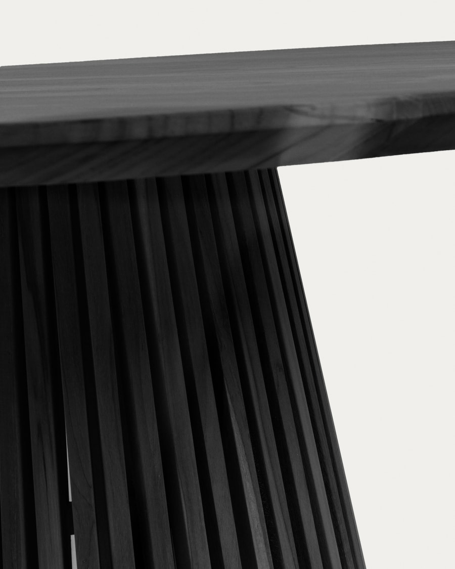 Jeanette round solid white cedar wood table in black, Ø 90 cm