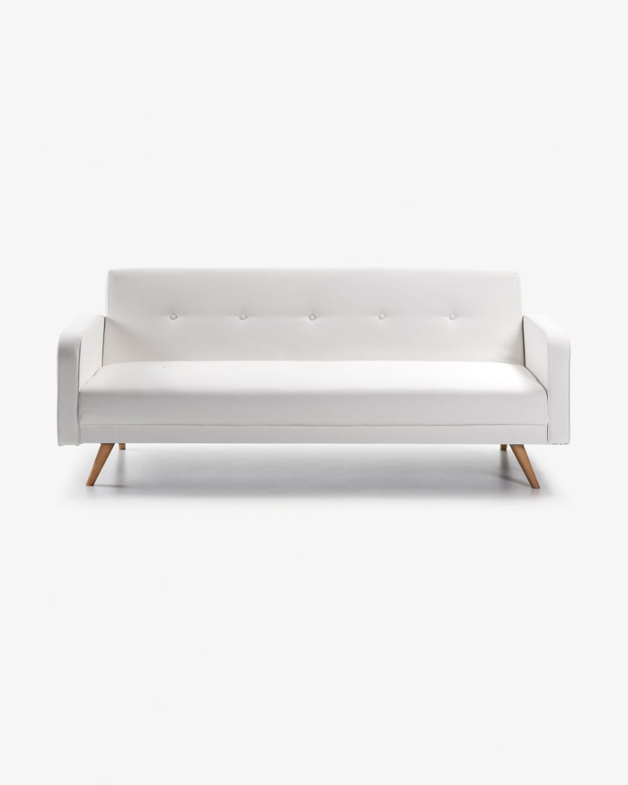 Divano letto Roger 3 posti in ecopelle bianco 210 cm