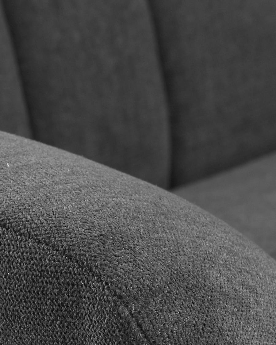 Obo 3 seater sofa in dark grey with solid oak wood legs, 190 cm