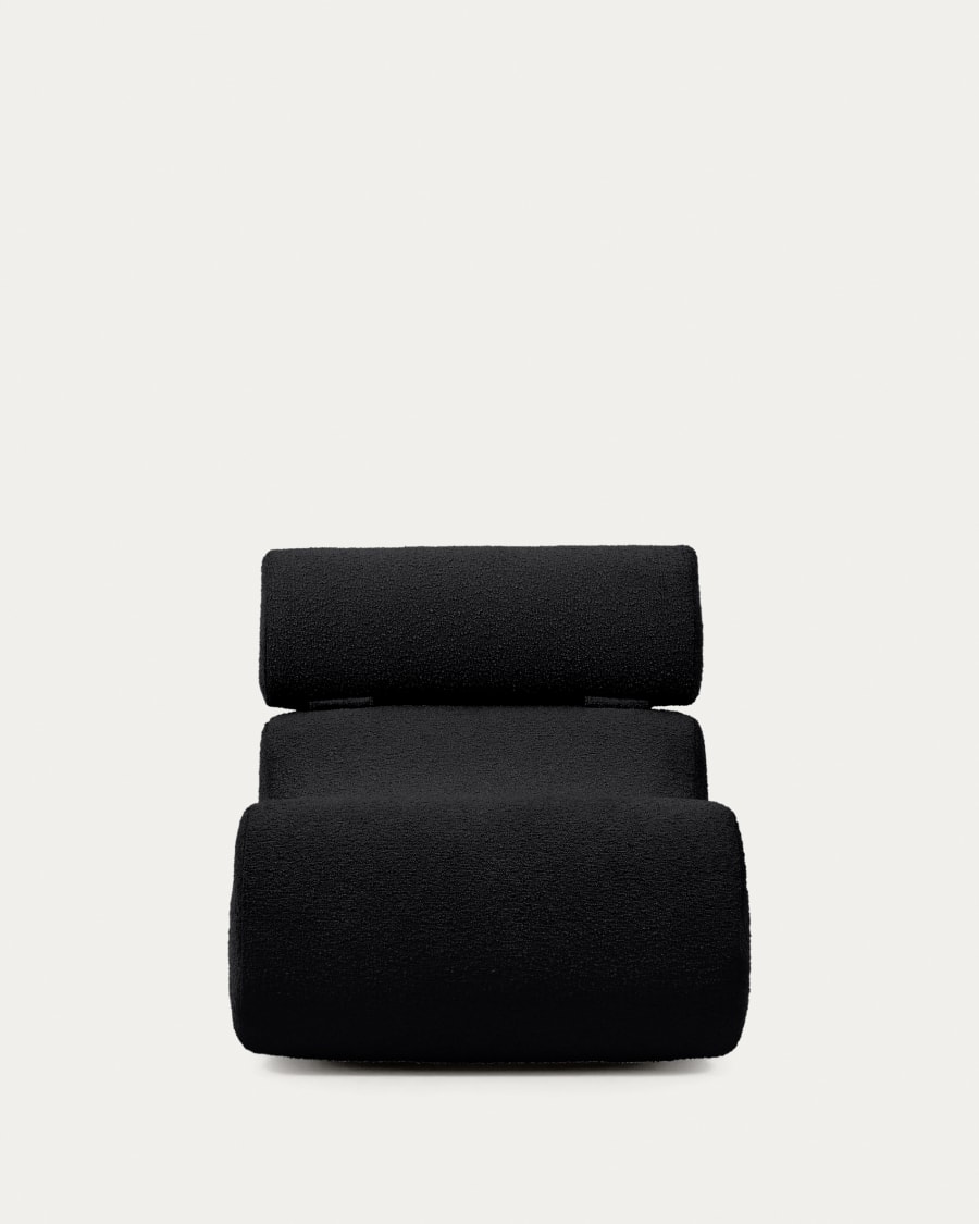Club armchair in black bouclé