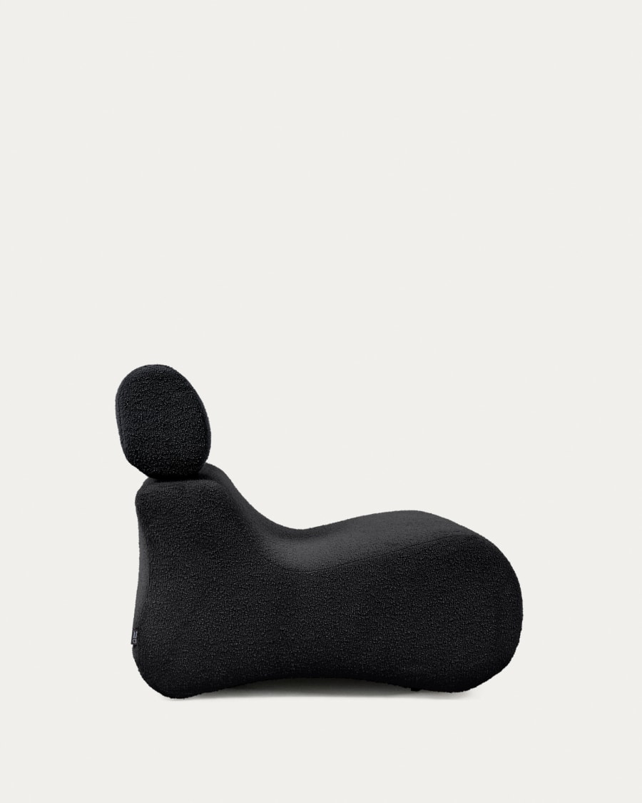 Club armchair in black bouclé