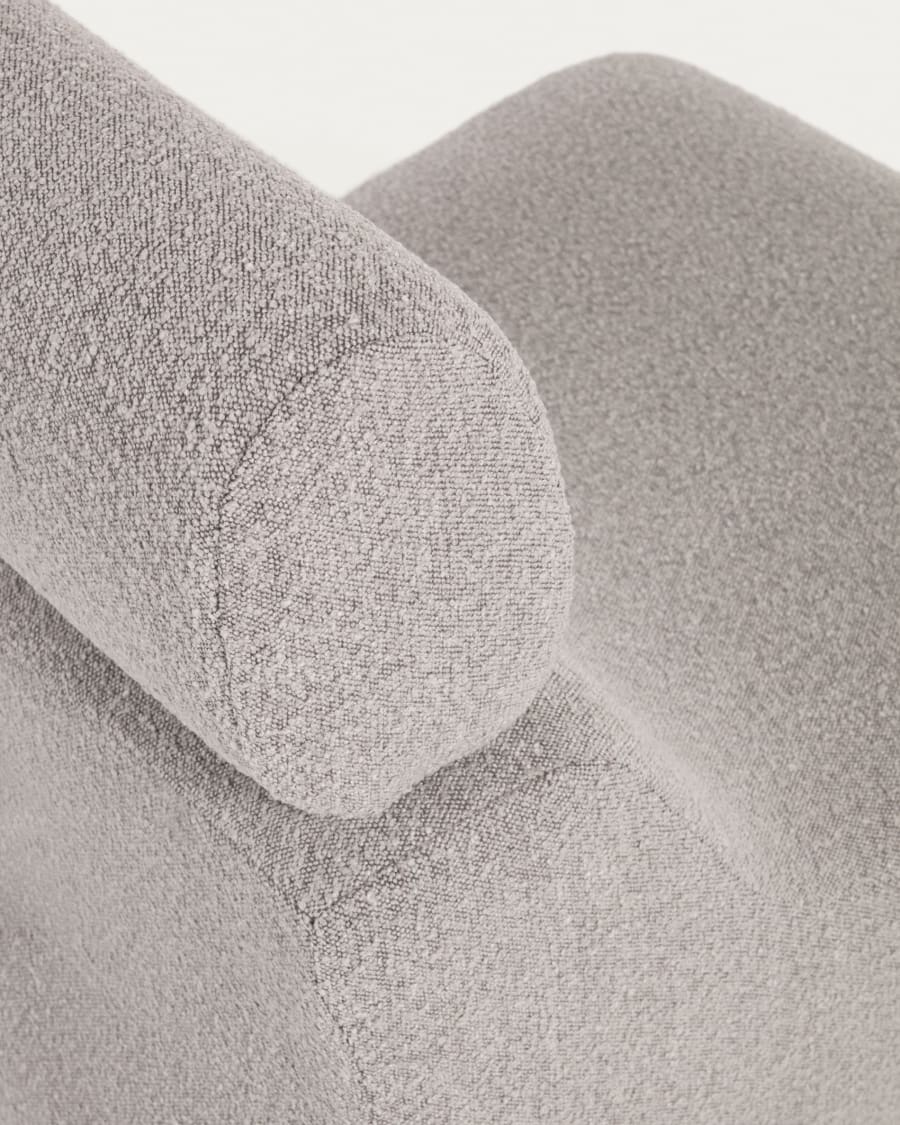 Club armchair in light grey bouclé