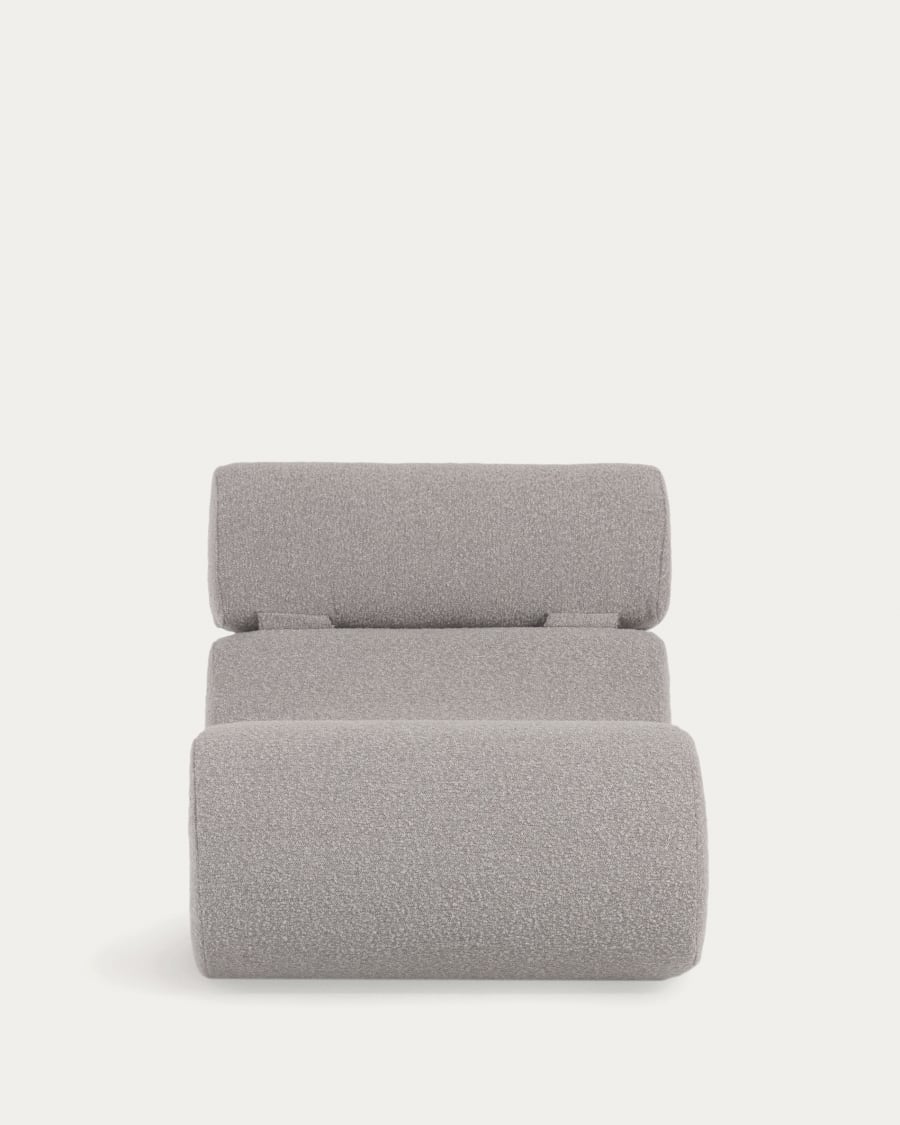 Club armchair in light grey bouclé