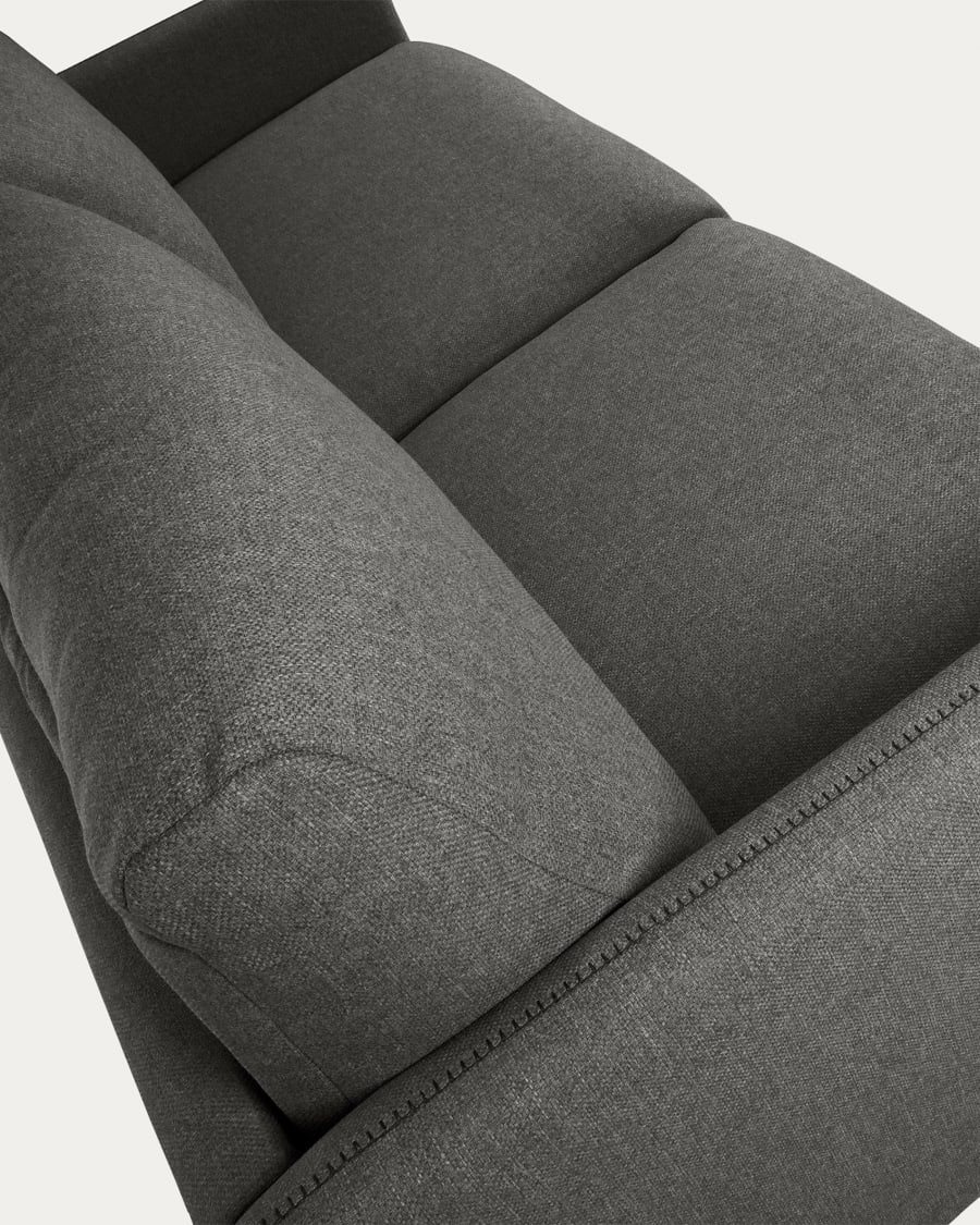 Kymoon 2 seater sofa bed in black visco fabric, 140 cm