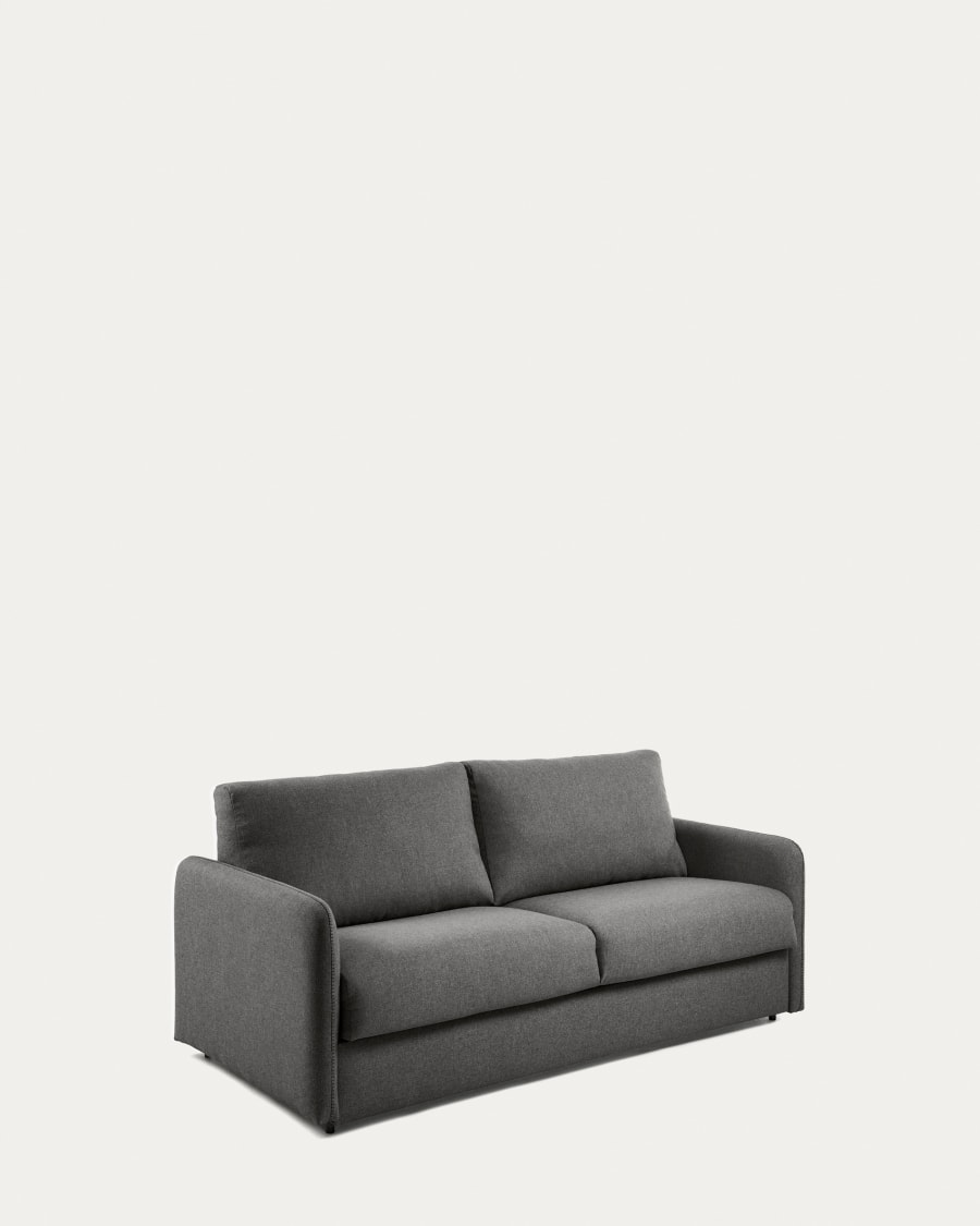 Kymoon 2 seater sofa bed in black visco fabric, 140 cm