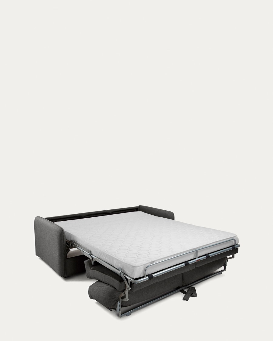 Kymoon 2 seater sofa bed in black visco fabric, 140 cm