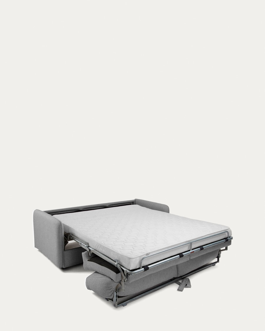 Kymoon 2 seater polyurethane sofa bed in light grey, 140cm