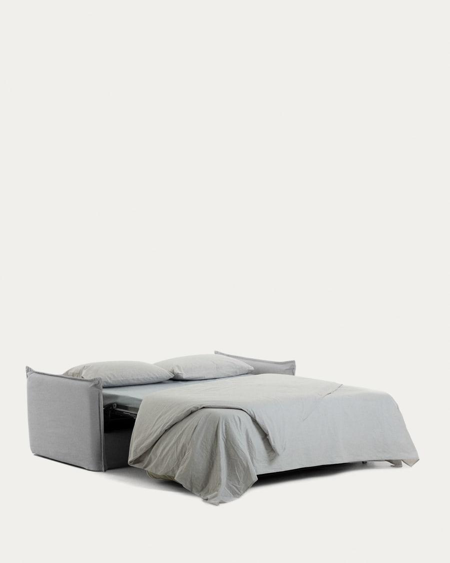 Samsa 2 seater polyurethane sofa bed in grey, 160cm