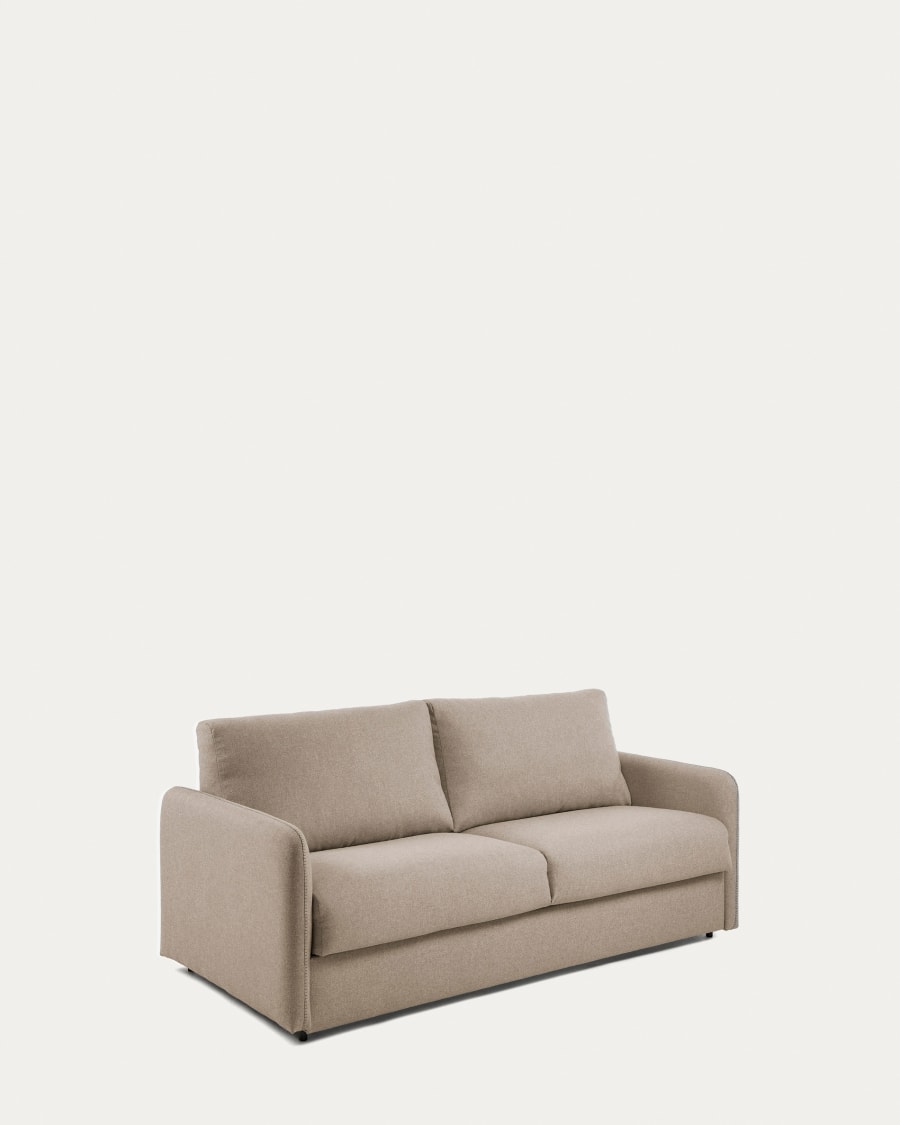 Kymoon 2 seater polyurethane sofa bed in chrono beige, 160cm