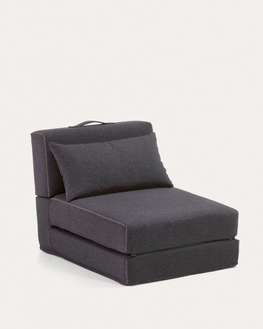 Arty pouffe bed in dark grey, 70 x 89 (200) cm