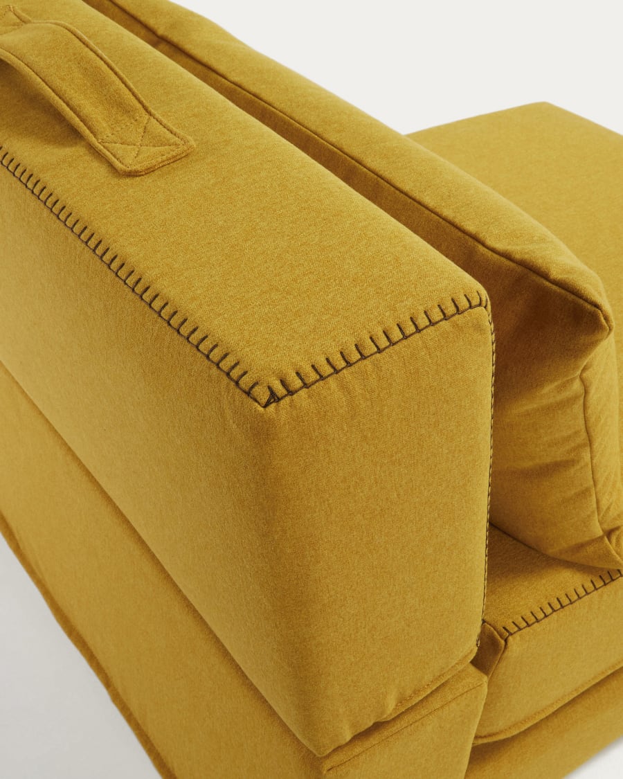 Arty pouffe bed in mustard, 70 x 89 (200) cm