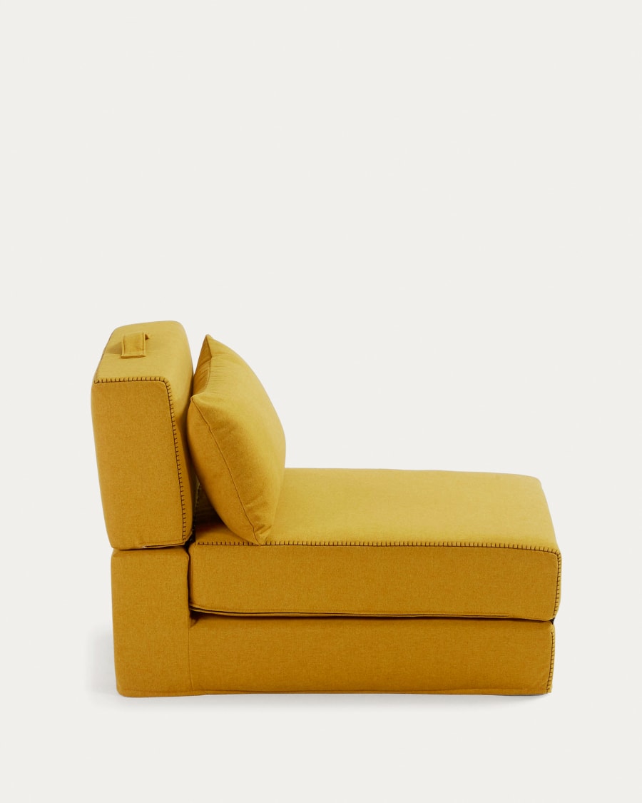 Arty pouffe bed in mustard, 70 x 89 (200) cm