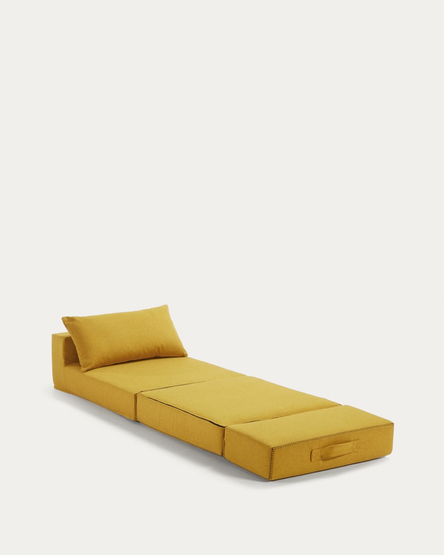 Arty pouffe bed in mustard, 70 x 89 (200) cm
