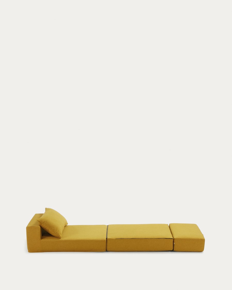 Arty pouffe bed in mustard, 70 x 89 (200) cm
