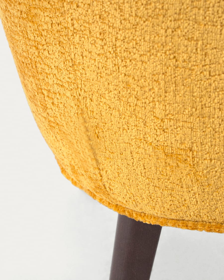 Bobly armchair in mustard chenille and wooden legs with wenge finish