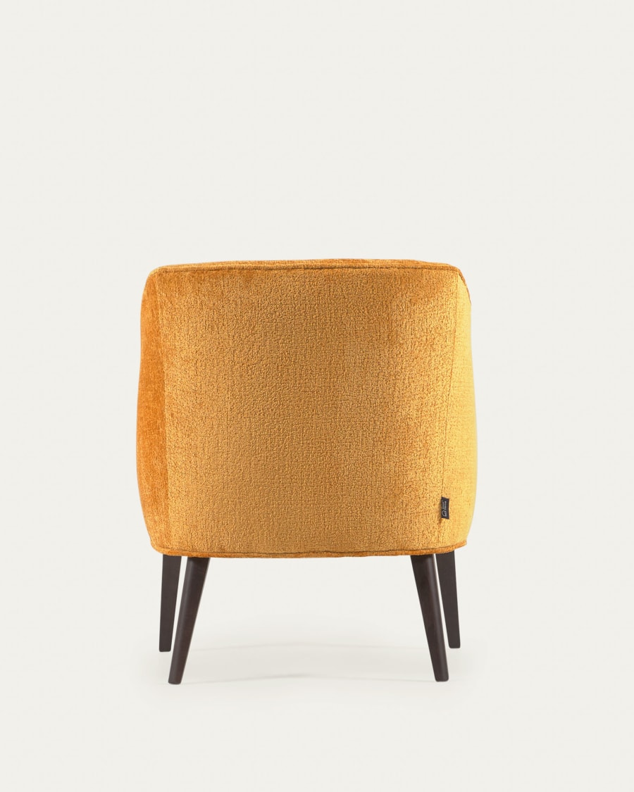 Bobly armchair in mustard chenille and wooden legs with wenge finish