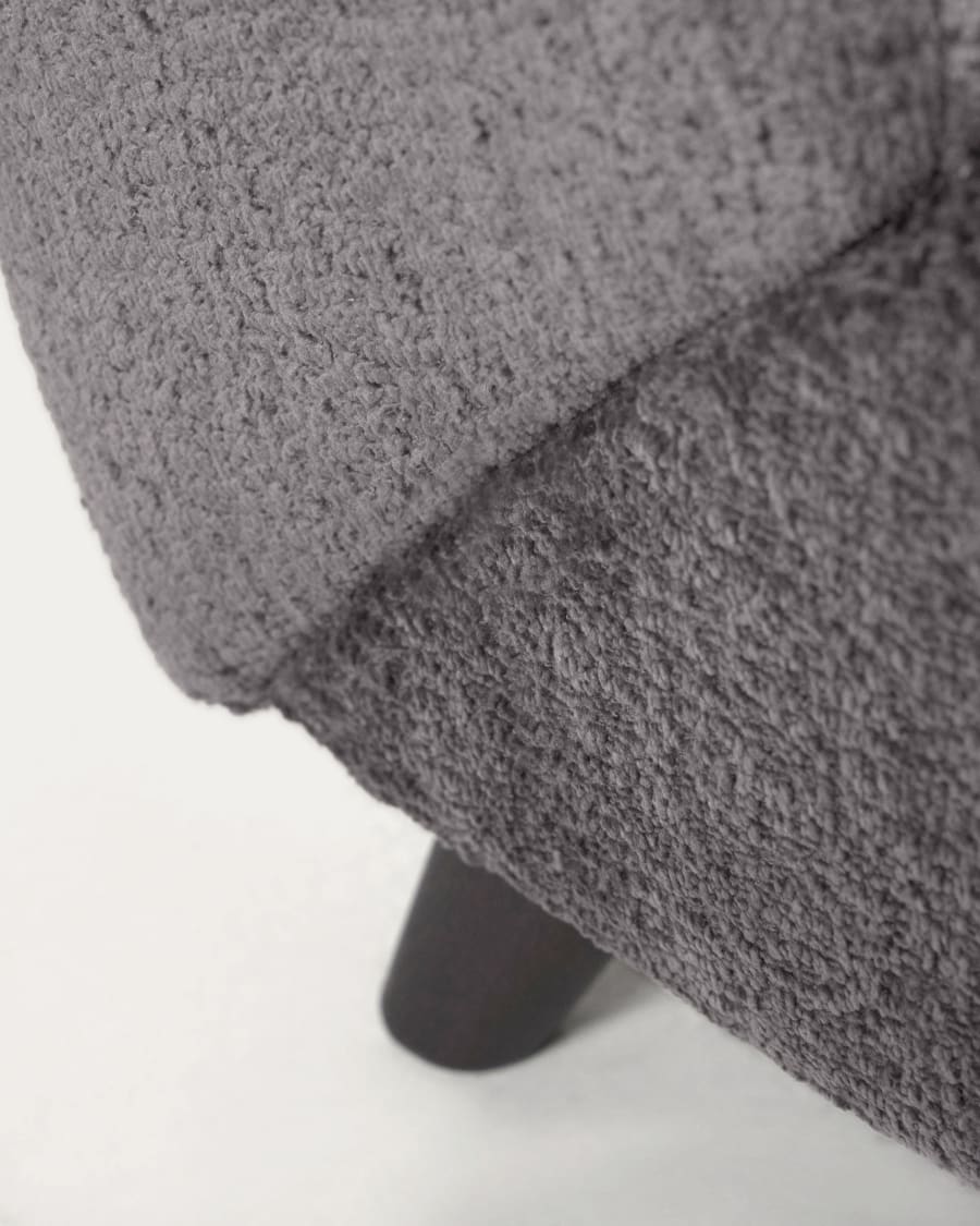 Meghan armchair in grey chenille and wood with wenge finish