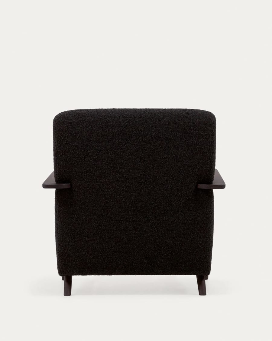 Meghan armchair in black bouclé with solid ash legs with wenge finish