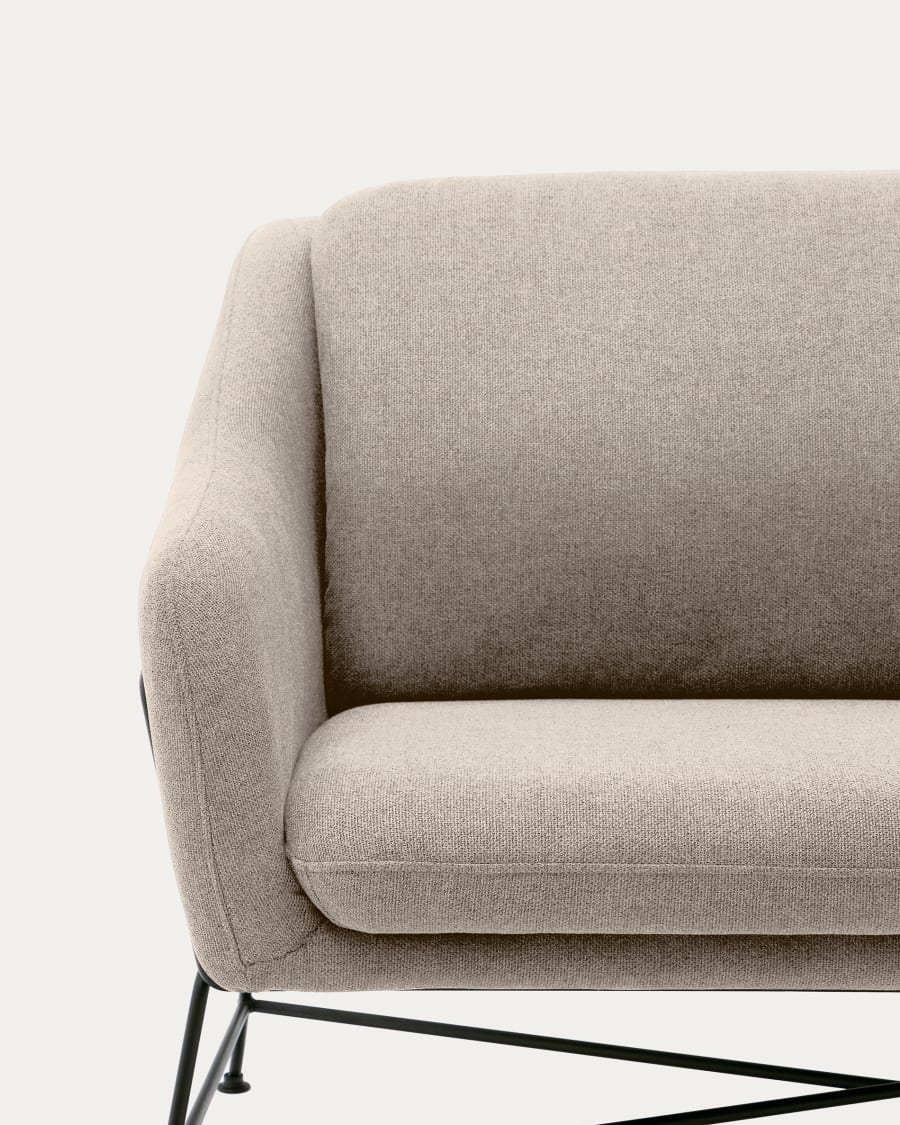 Brida 2-Sitzer-Sofa in Beige und Stahlbeine mit schwarzem Finish 128 cm