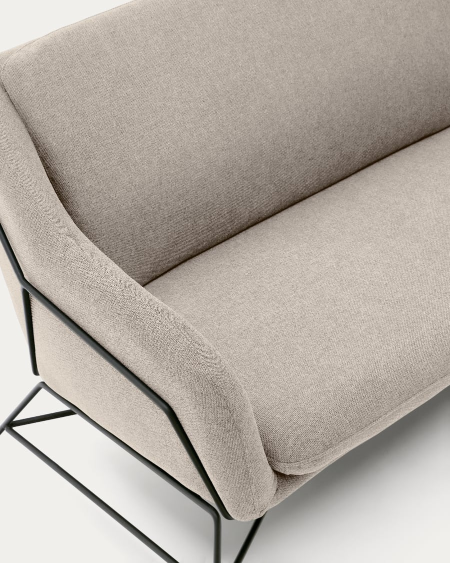 Brida 2-Sitzer-Sofa in Beige und Stahlbeine mit schwarzem Finish 128 cm
