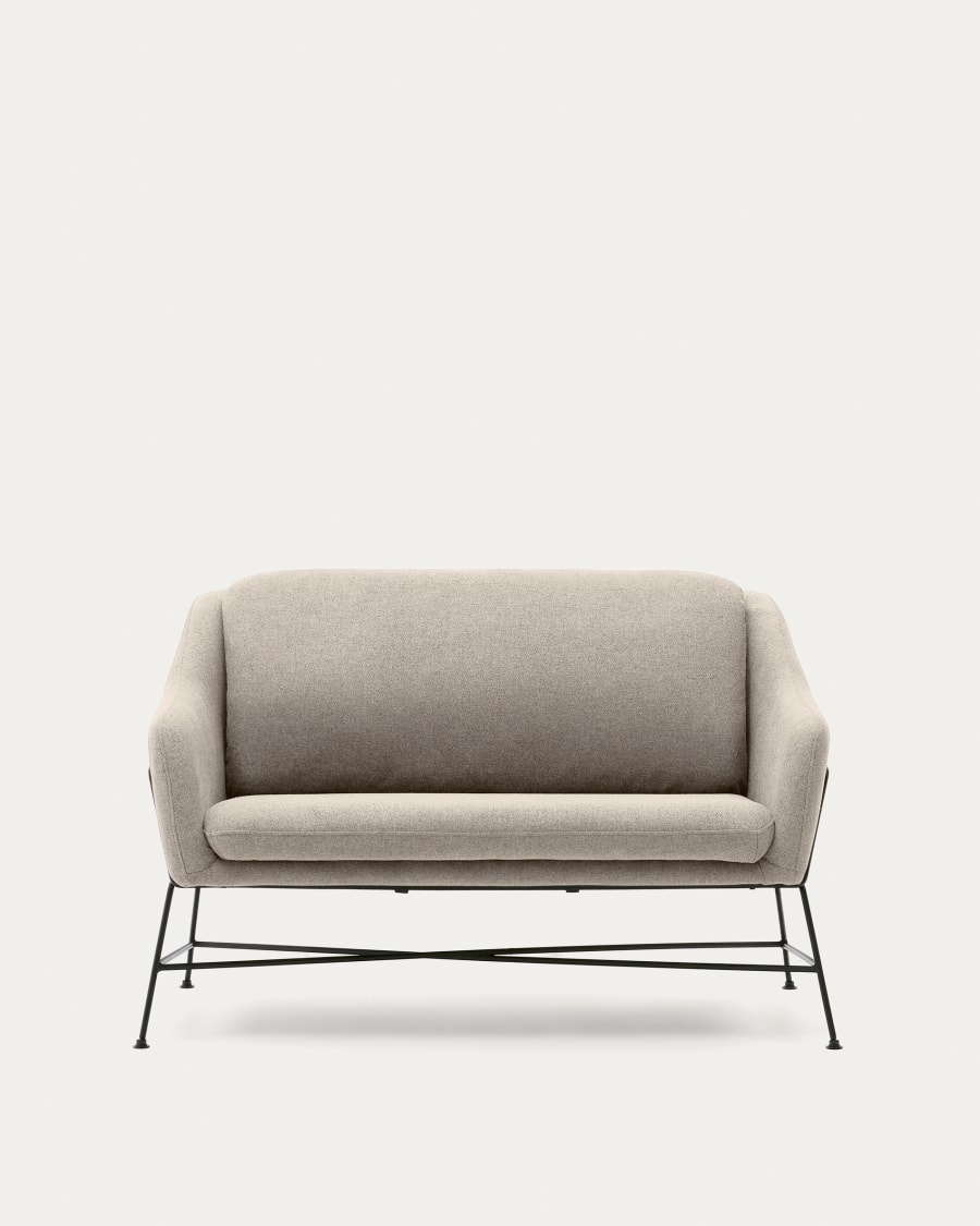 Brida 2-Sitzer-Sofa in Beige und Stahlbeine mit schwarzem Finish 128 cm