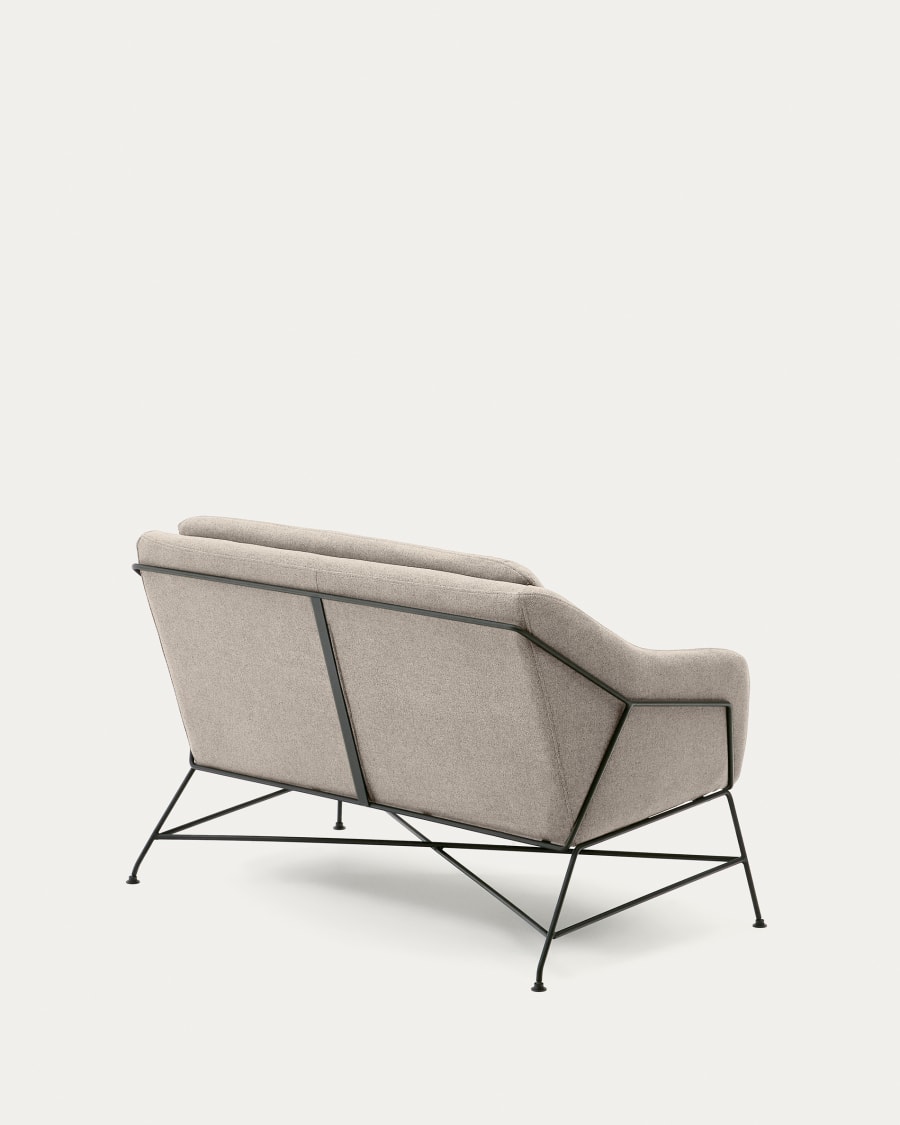 Brida 2-Sitzer-Sofa in Beige und Stahlbeine mit schwarzem Finish 128 cm