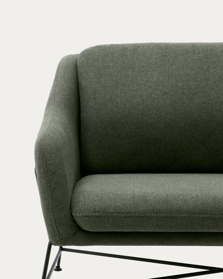 Brida 2-Sitzer-Sofa in Grün und Stahlbeine mit schwarzem Finish 128 cm