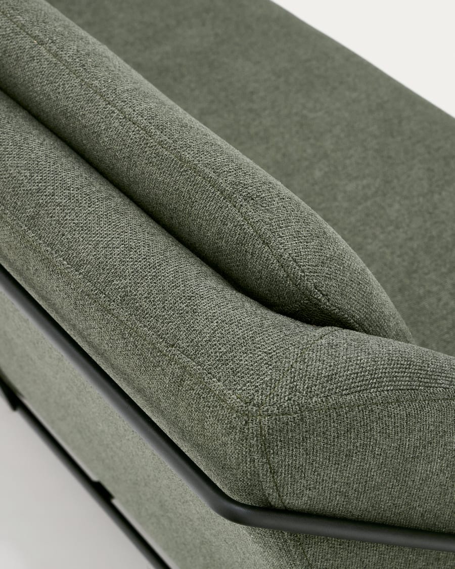 Brida 2-Sitzer-Sofa in Grün und Stahlbeine mit schwarzem Finish 128 cm