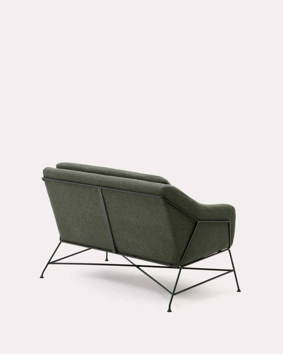 Brida 2-Sitzer-Sofa in Grün und Stahlbeine mit schwarzem Finish 128 cm