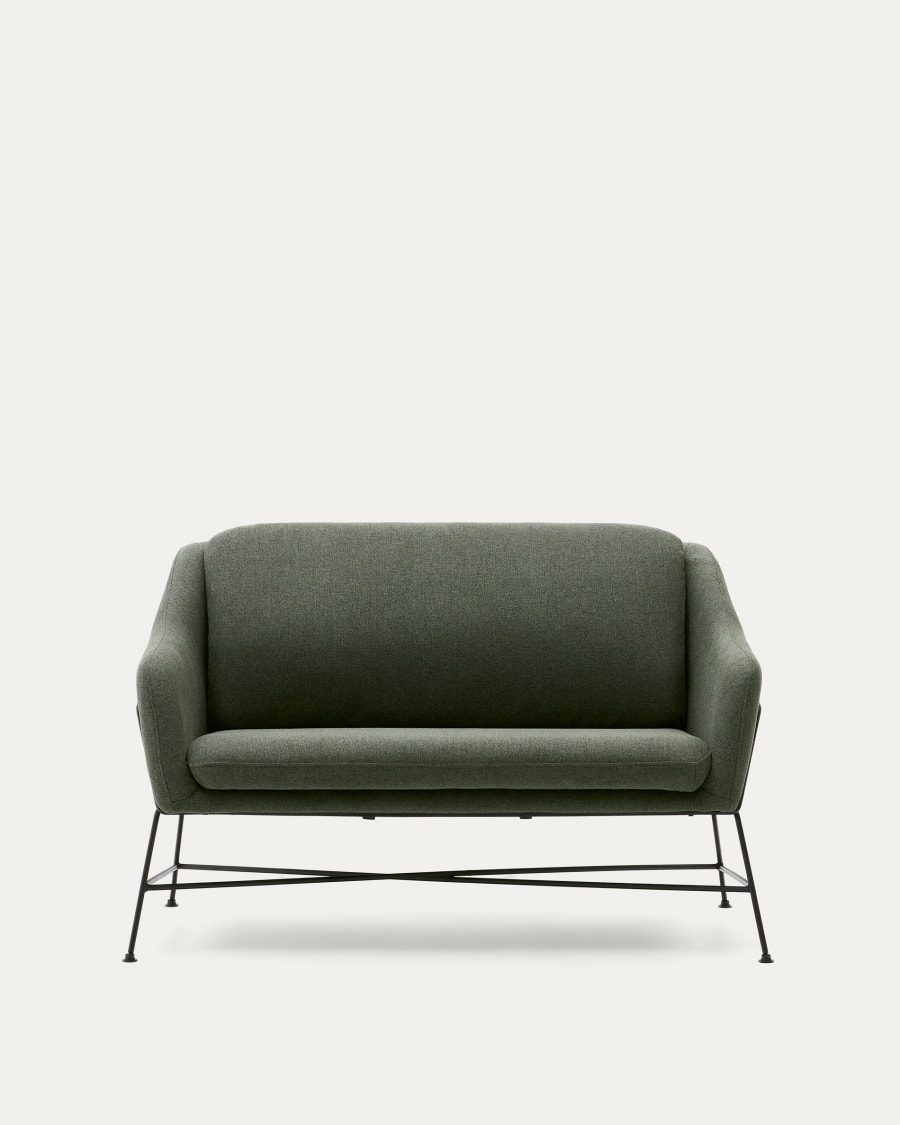 Brida 2-Sitzer-Sofa in Grün und Stahlbeine mit schwarzem Finish 128 cm