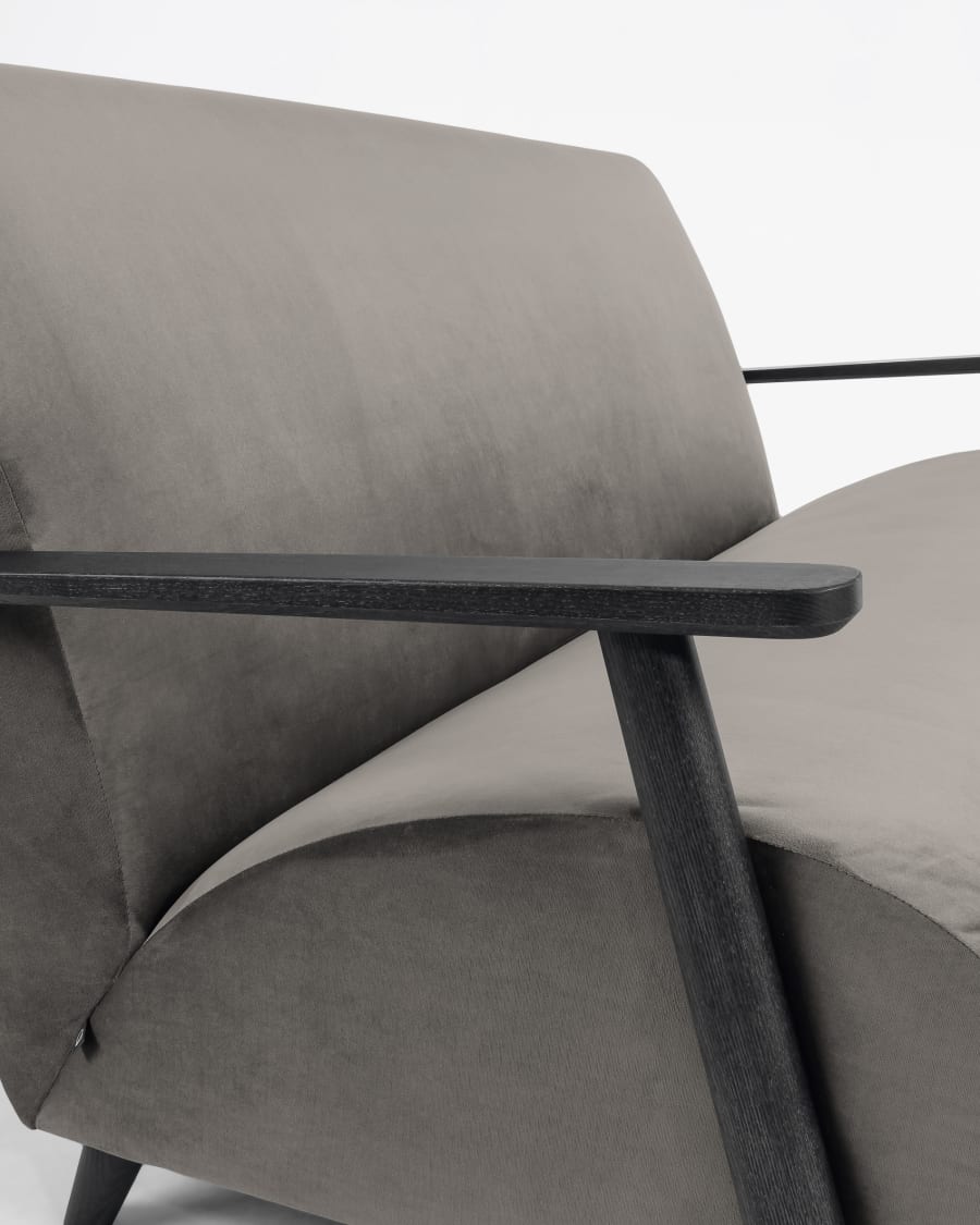 Grey velvet 2 seaters Meghan sofa 145 cm