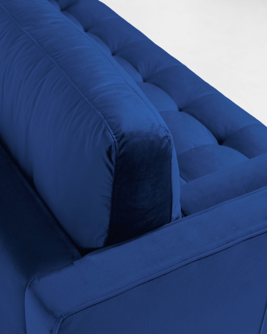 Blue velvet 2 seaters Debra sofa 182 cm