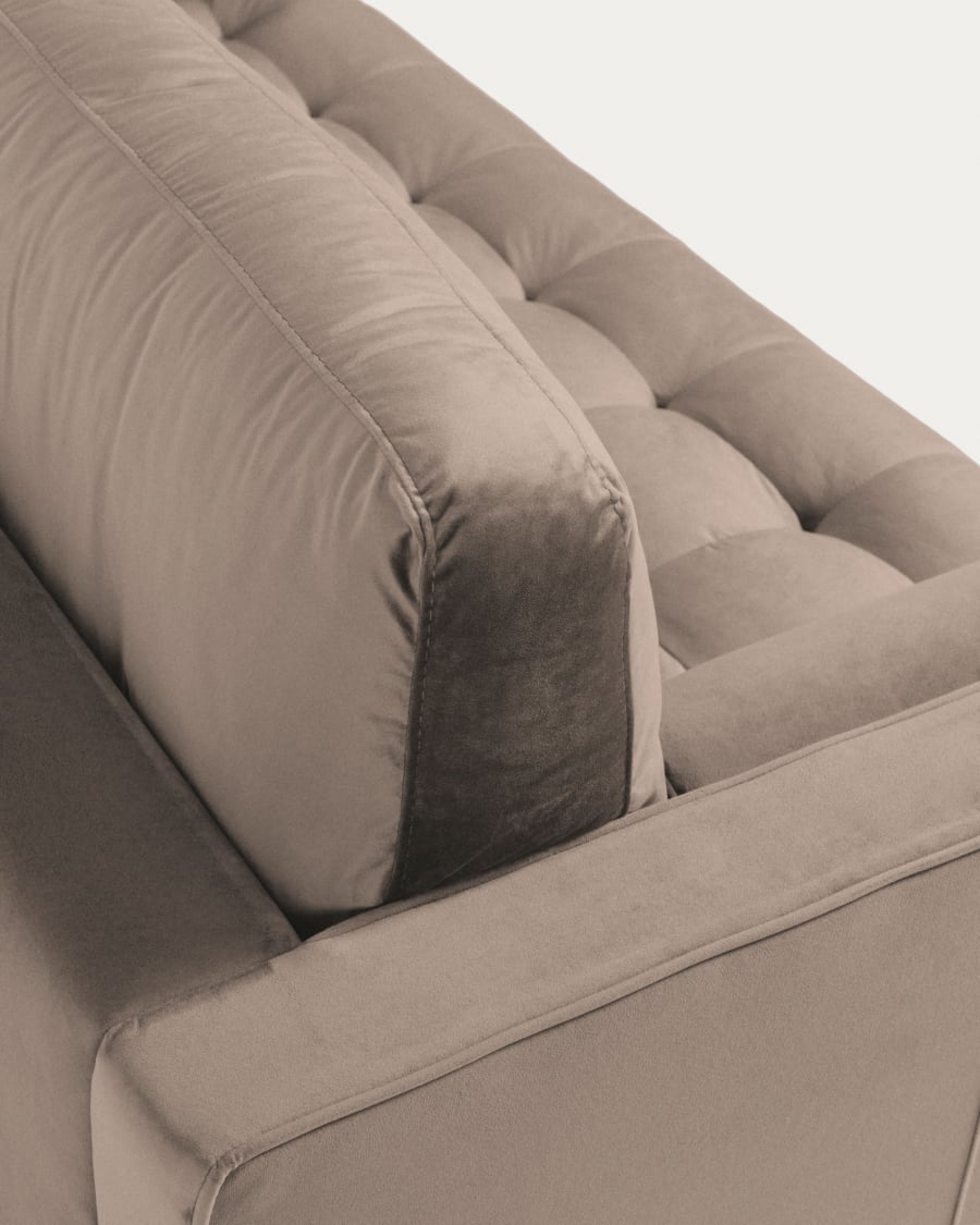 Debra 2 seater sofa in beige velvet, 182 cm
