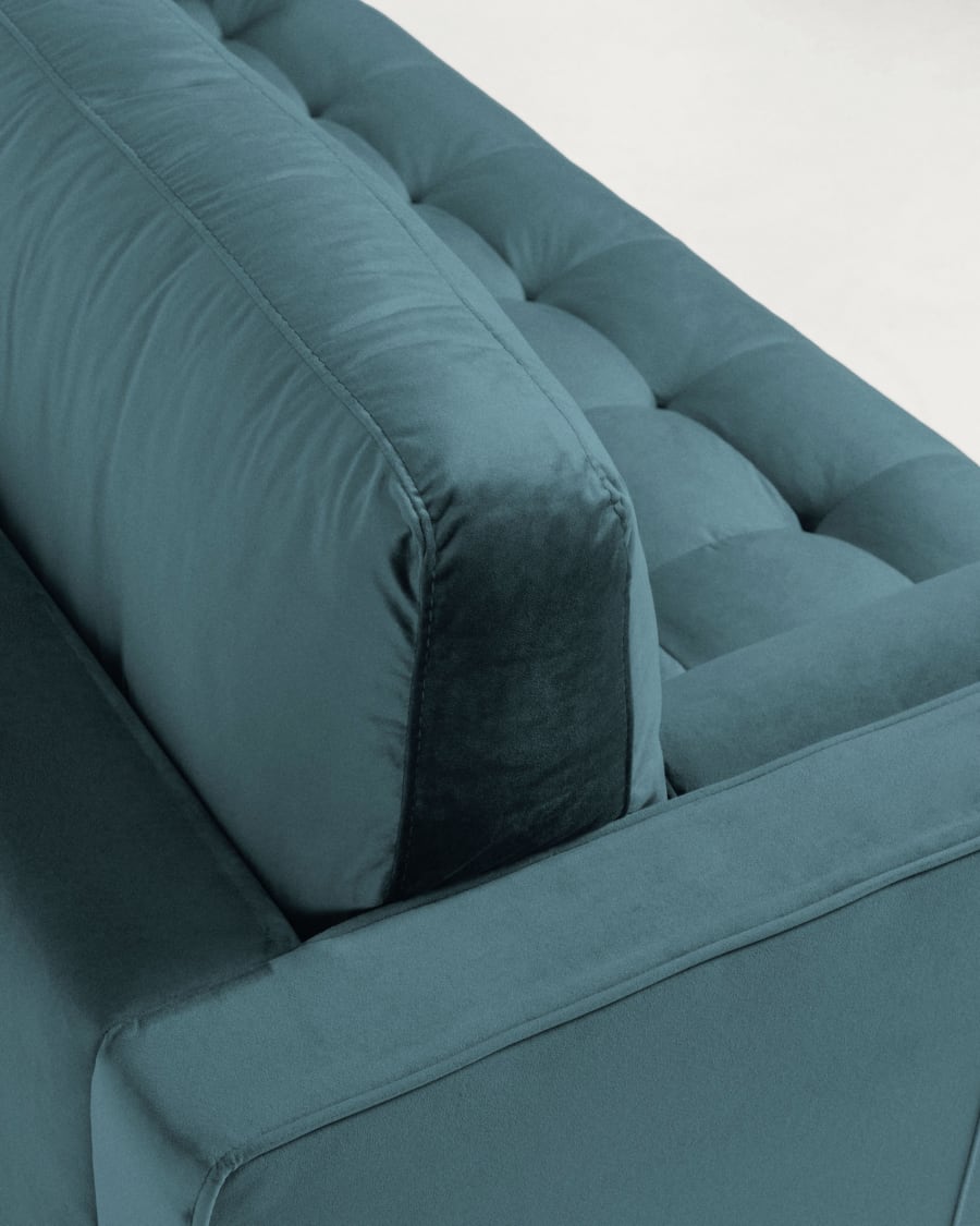 Debra 3 seater sofa in turquoise velvet, 222 cm