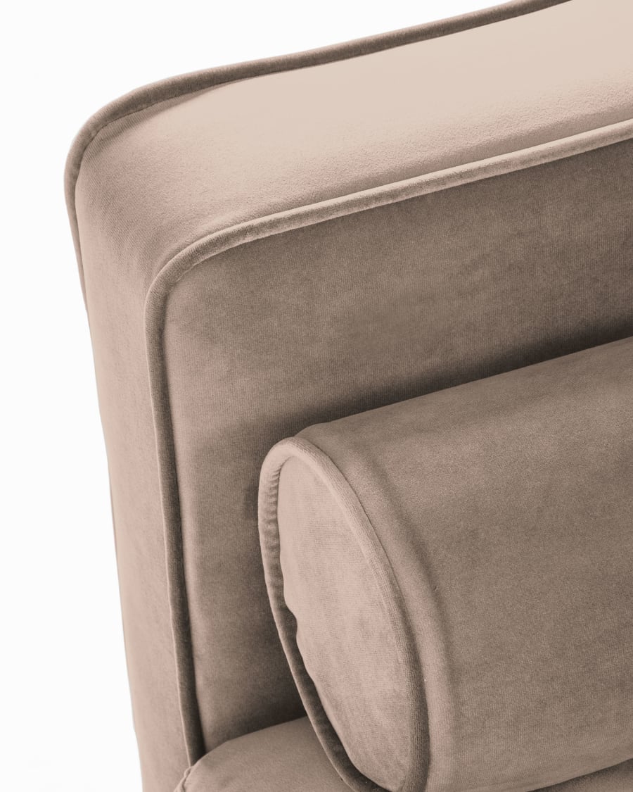 Debra 3 seater sofa in beige velvet, 222 cm