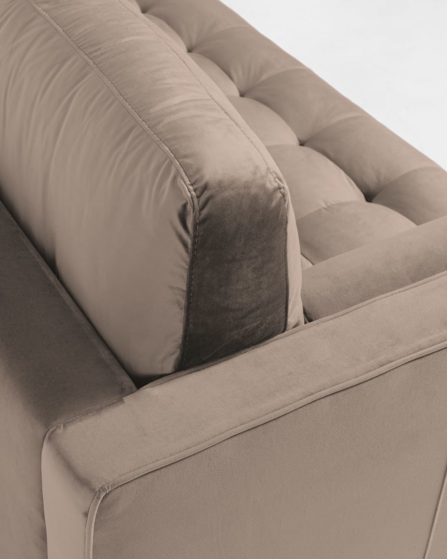 Debra 3 seater sofa in beige velvet, 222 cm