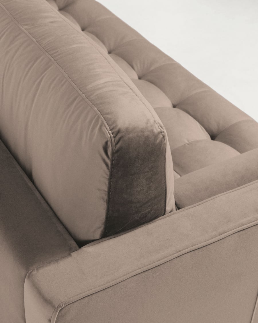 Debra 3 seater sofa in beige velvet, 222 cm